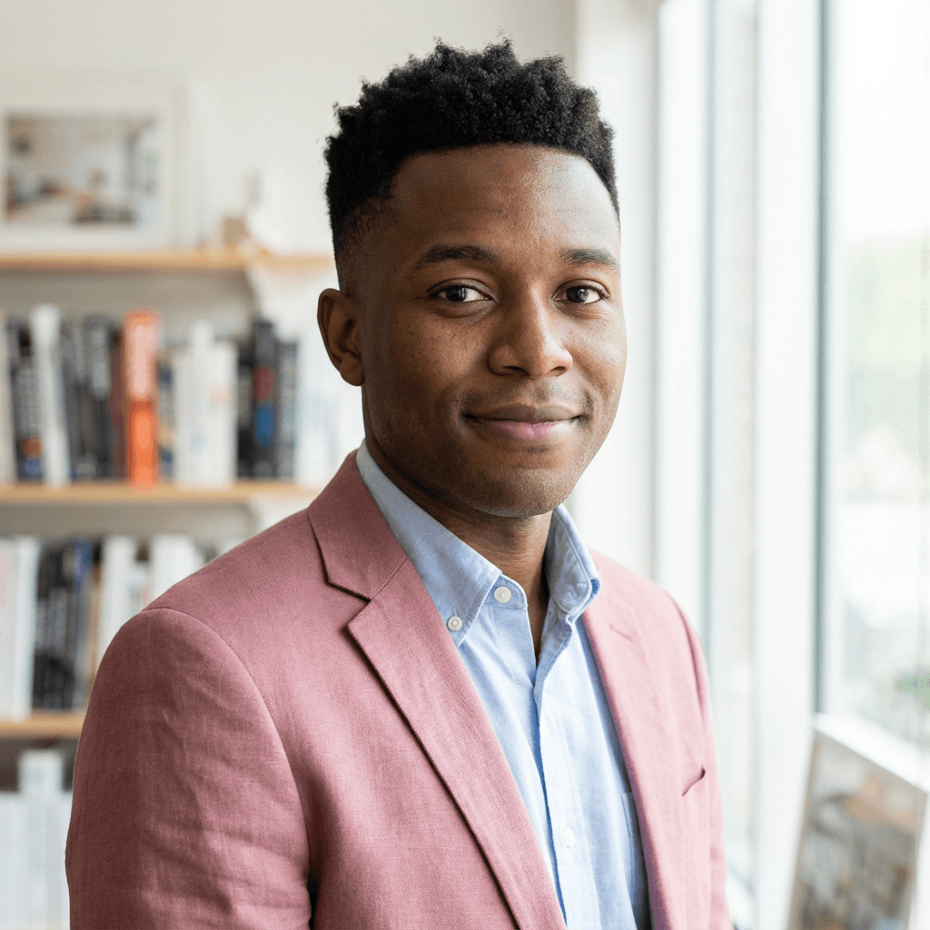 Male marketing consultant in his mid 30s, White, confident professional appearance suitable for B2B consulting