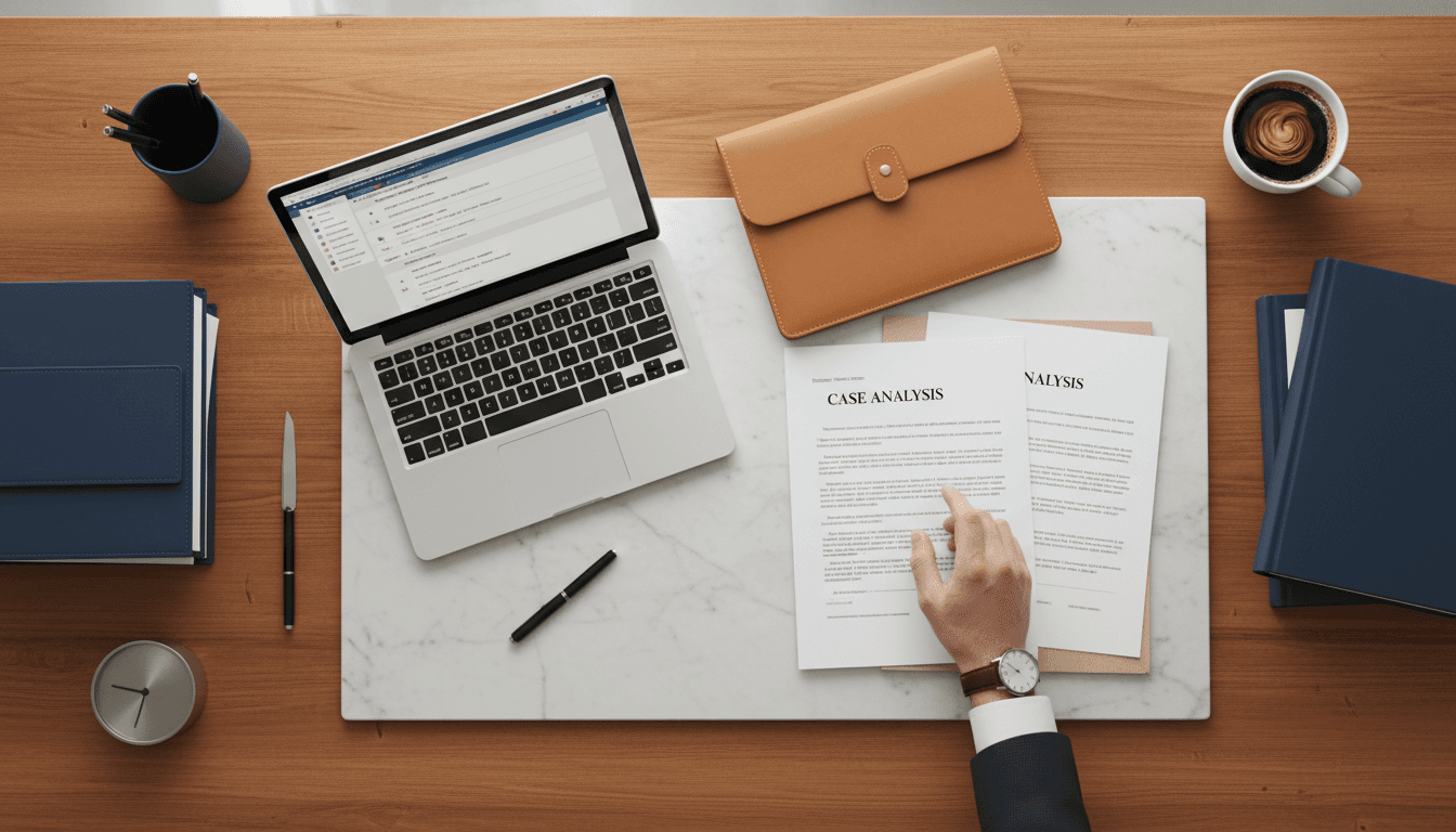Professional legal documents and laptop on a clean corporate desk